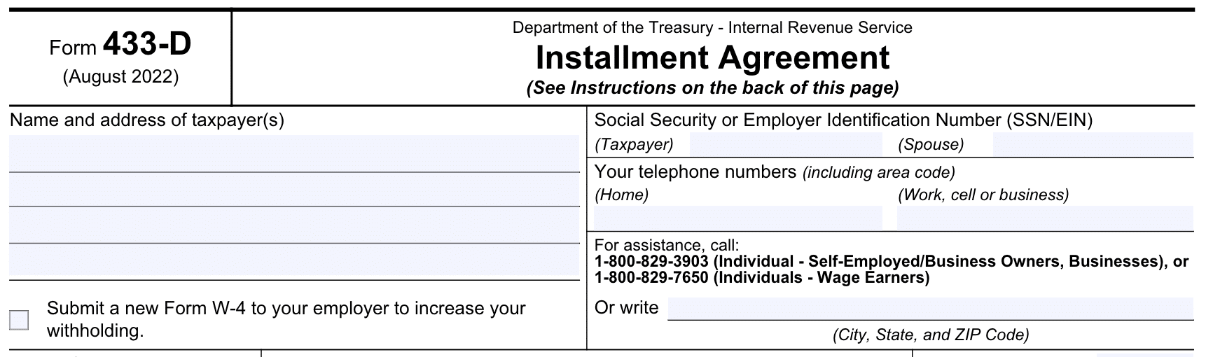 IRS Form 433-D